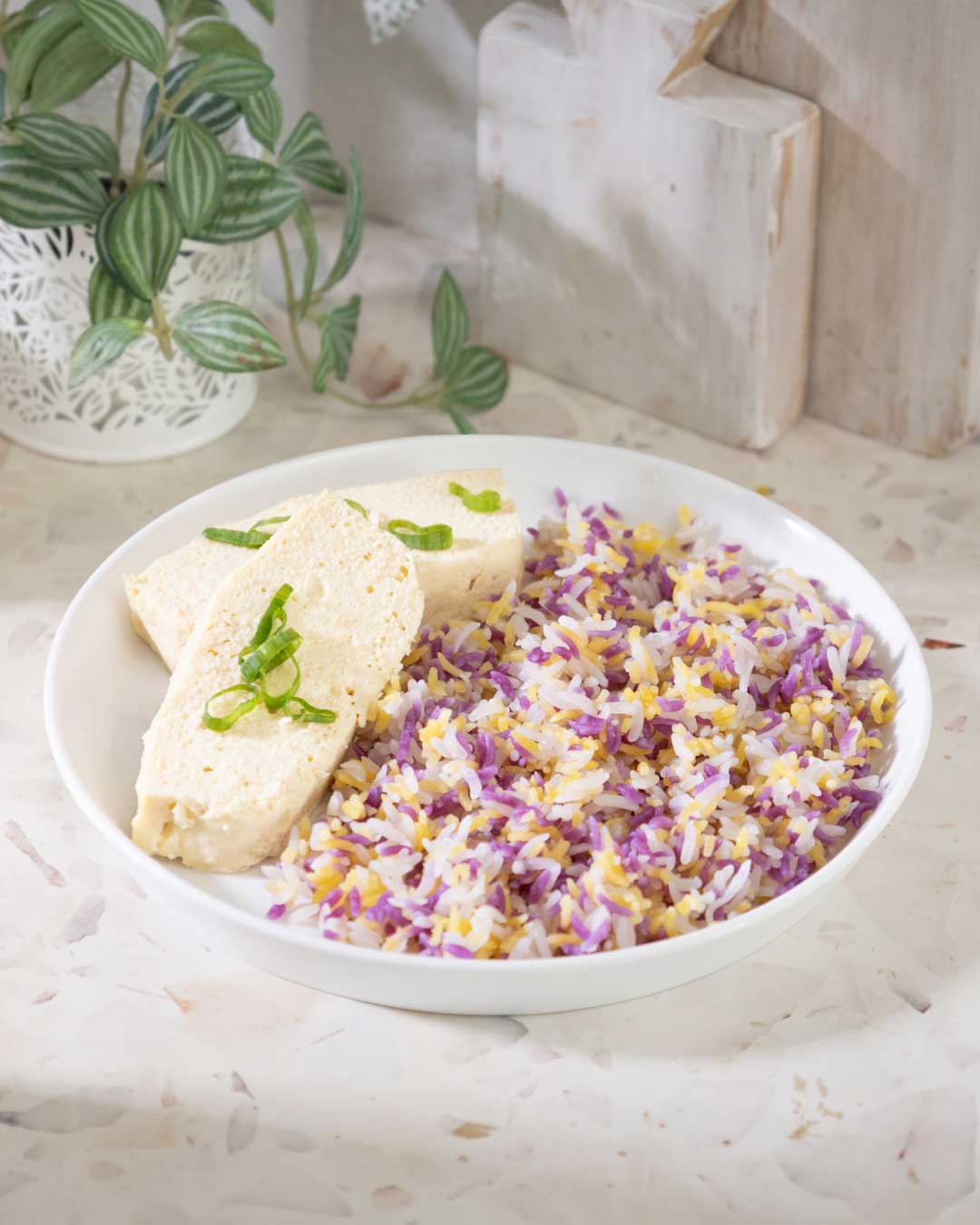 Triple Protein Spam with Colorful Porang Rice