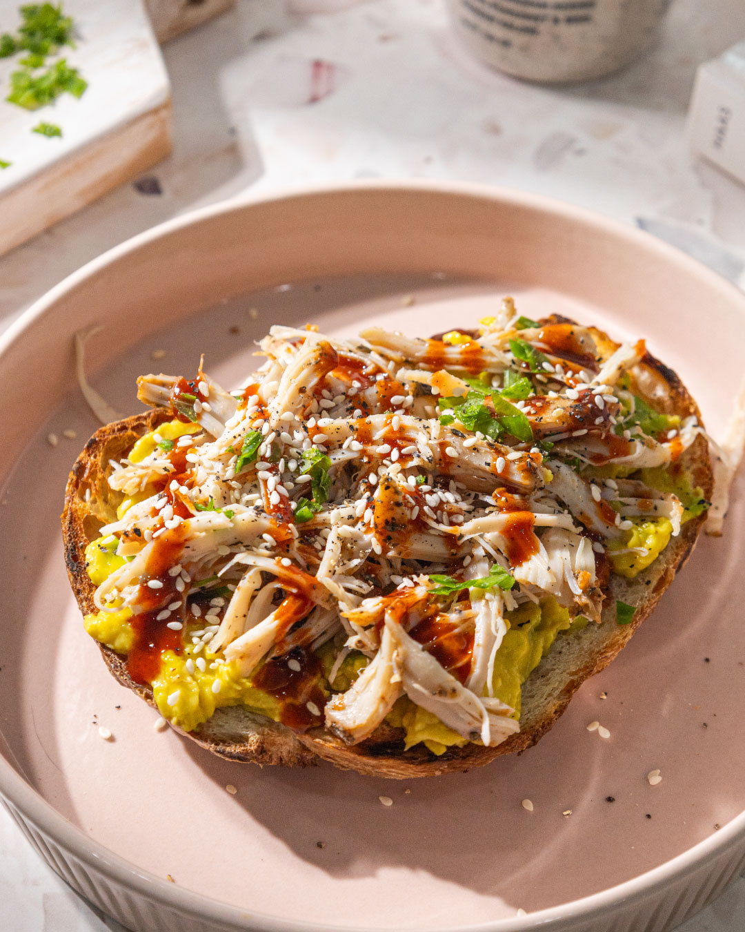 Avocado Sourdough Toast with Cajun Chicken