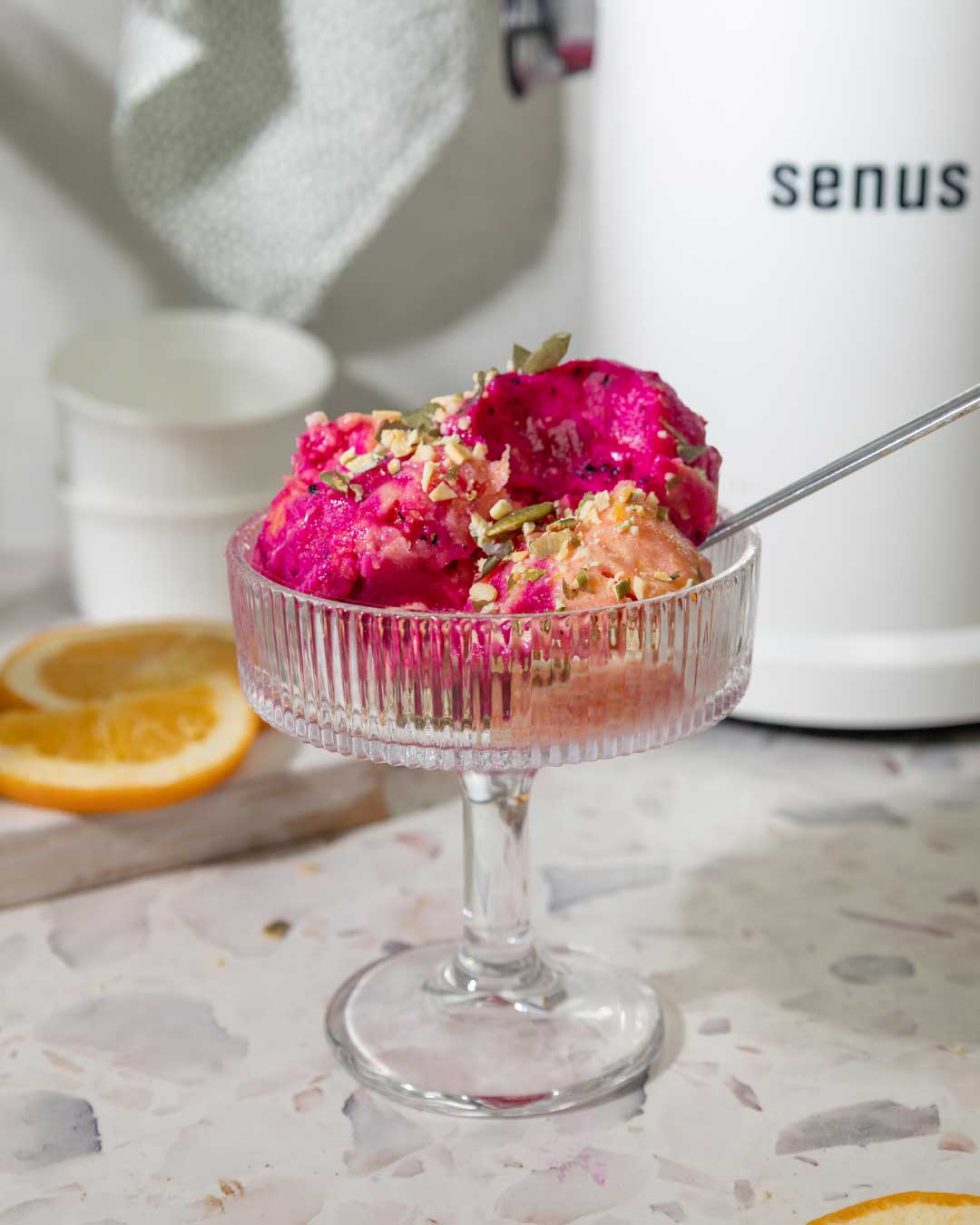 Pitaya & Orange Sorbet with Slowjuicer 